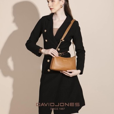 David Jones - Damen Umhängetasche Klein - Kette Handtasche Weich PU Leder -