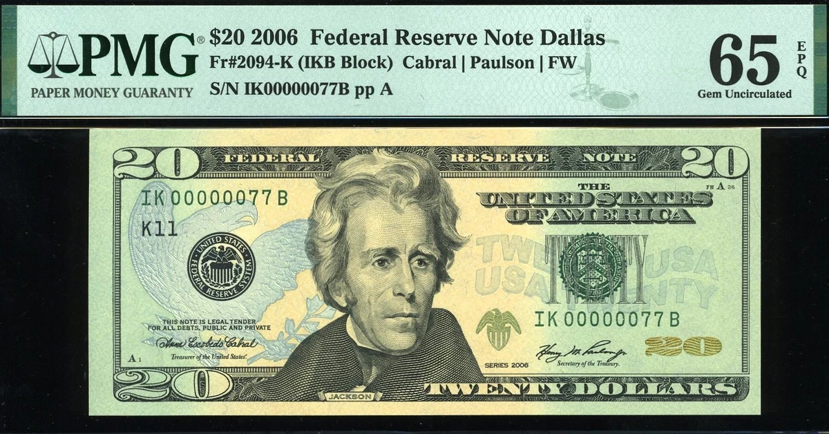 Uncirculated $20 2006 US Federal Reserve Small Notes for sale | eBay