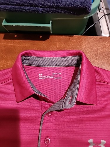 Under Armour HeatGear Loose Mens SMALL S/S Purple Polo Shirt GUC. VB1 - Picture 5 of 9
