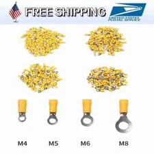 100PCS Wire Ring Terminals Vinyl 12-10 AWG Car Audio Crimp Connectors Yellow