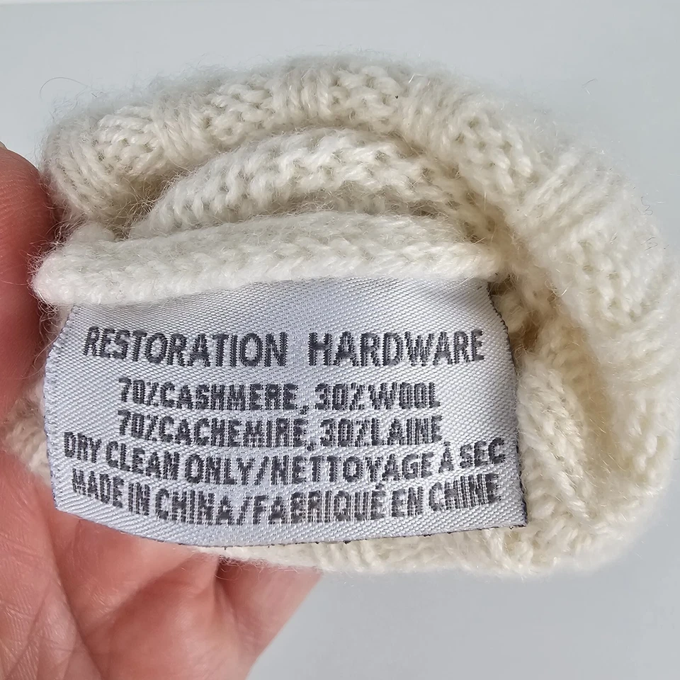 Mitones de lana de cachemir para bebé niño pequeño restauration Hardware calentadores de manos marfil suave Foto 2 de 4