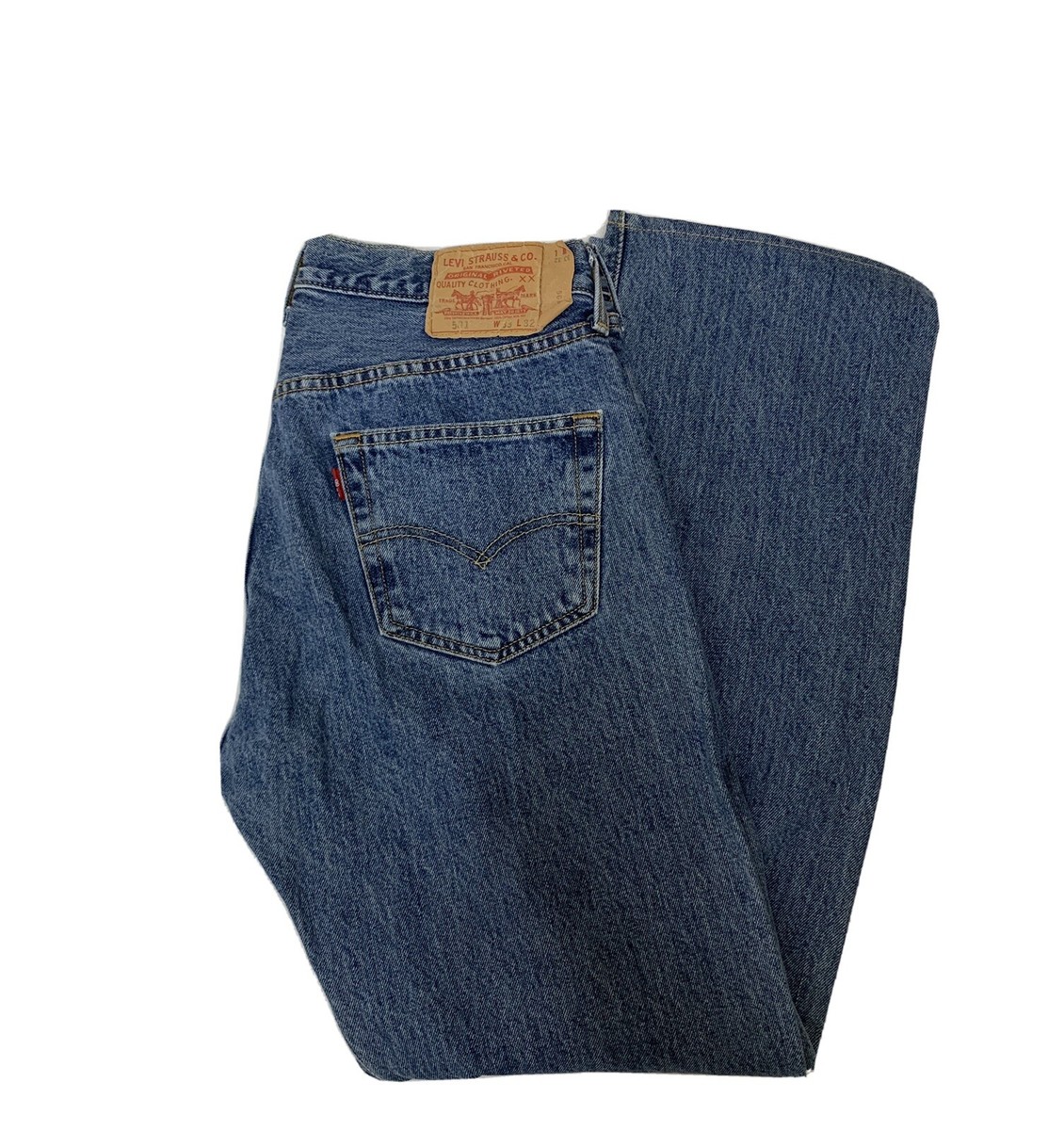 Men's Levi's 501 Button Fly Blue Jeans Sz 33 x 30 Hemmed