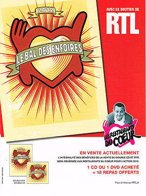 PUBLICITE ADVERTISING 094  2012   RTL radio LE BAL DES ENFOIRES RESTOS DU COEUR