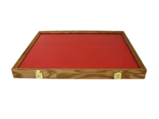 Wood Display Case 24 x 18 x 2" with Glass Top Cedar, Cherry, Oak, Walnut