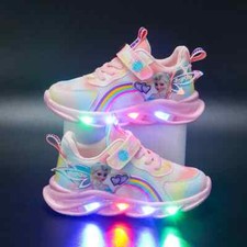 Zapatos Deportivo Para Niña Calzado De Malla Transpirable Princesa Con Luces Led