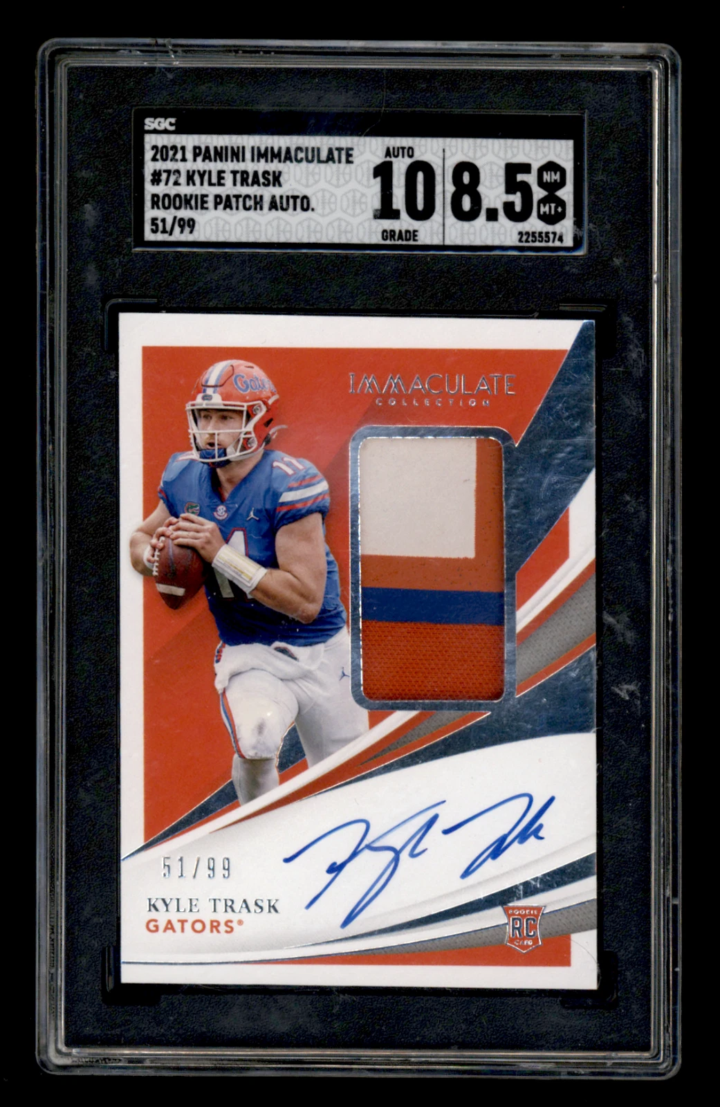 Kyle Trask Panini Immaculate Collection Collegiate #72 Patch Autograph