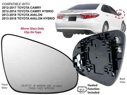 For Toyota 2012-2017 Camry 2013-2018 Avalon Mirror Glass Heated Passenger Side