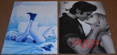 1993 Print Ad Guess Jeans Lady Bra Panties Man Kiss Style Clothing Fashion Art