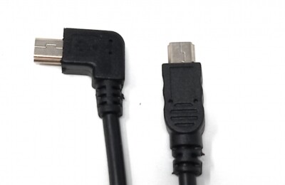 USB 2.0 Kabel 20 cm Mini B Stecker zu Stecker Winkel Adapter in Schwarz	