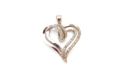 Sterling Silber 925 Diamant Herz Anhänger I8