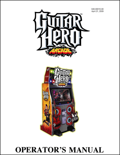 Guitar Hero Arcade Game Operations/Service/Repair/Troubleshooting Manual Book ub