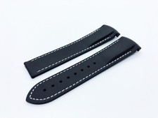 Black/White Rubber Silicone Clasp Strap Band 20 22mm FITS OMEGA SeaMaster Watch