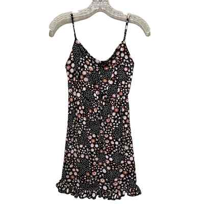 TOPSHOP floral polka dot mini dress black size