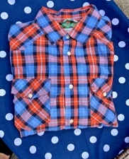 Plaid Peak Performance Shirt Men's M Multicolor Long Sleeve Blue, Orange White