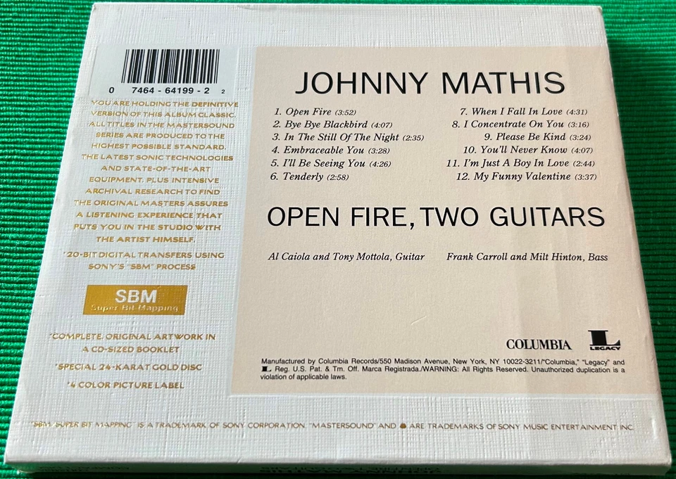 MASTERSOUND - Johnny Mathis - OPEN FIRE, TWO GUITARS - 24k Gold CD - NM! - Bild 2 von 4