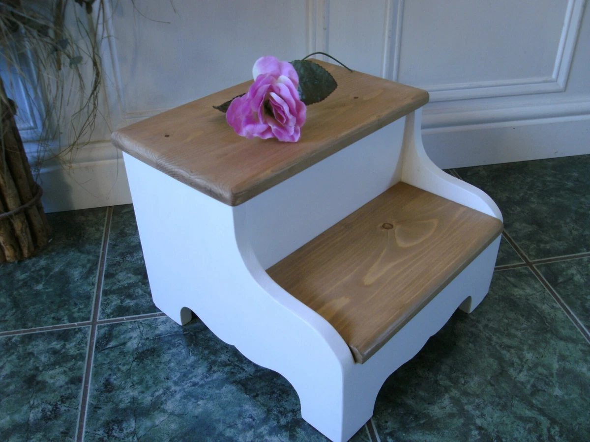 step stool pine wooden step painted shabby chic rustic