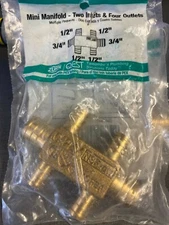 Zurn Quest 3/4" Brass PEX Inlet X 1/2" outlets mini block manifold  QMT443333XN1