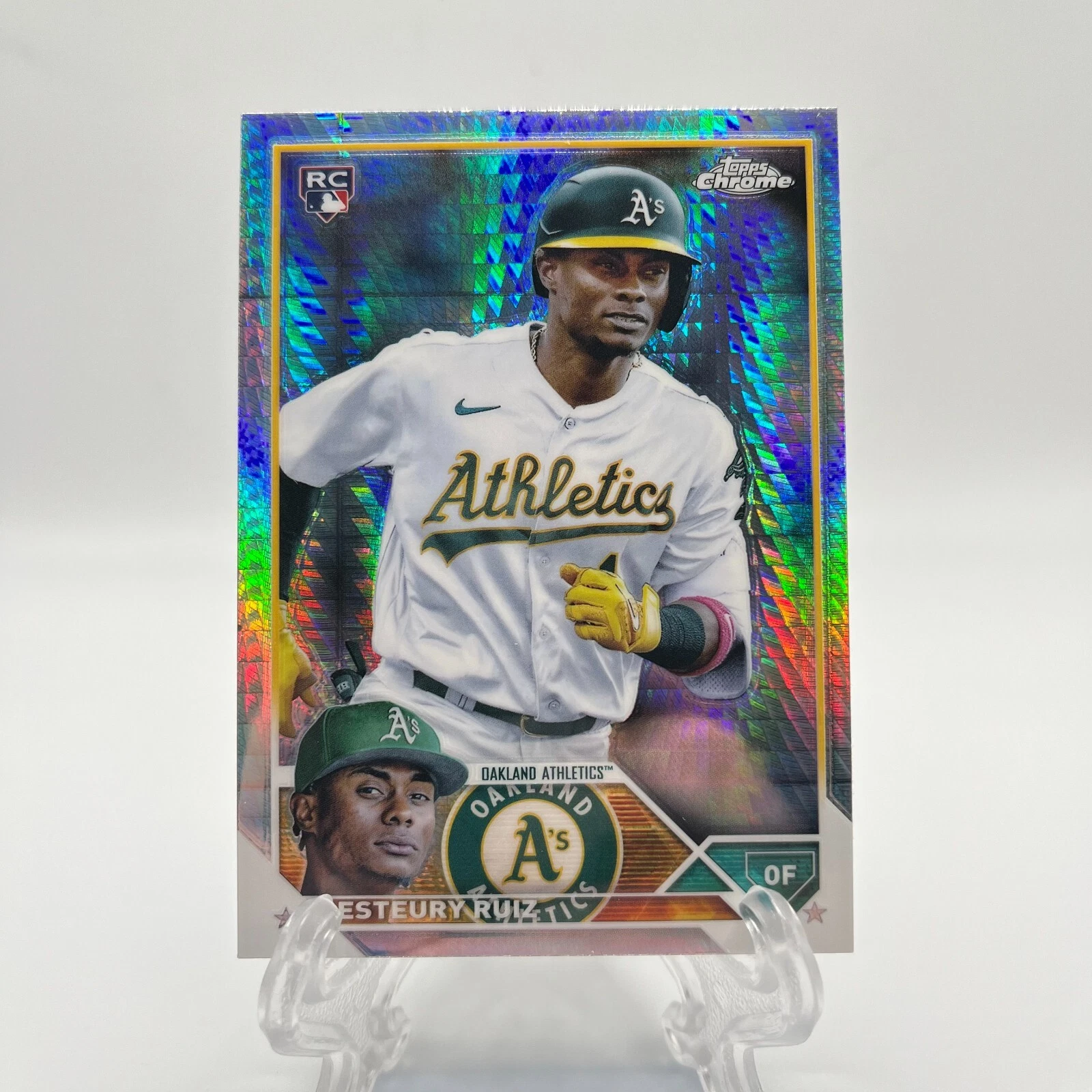 Esteury Ruiz 2023 Topps Chrome Prism Refractor Rookie Card RC #99 Athletics