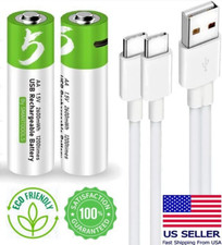 2Pc AA Rechargeable Lithium ion Li-Ion Battery 1.5V 2600mWh USB C Fast Charge