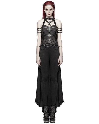 Punk Rave Womens Gothic Cyberpunk Chained Harness Straps & Long Cape Cloak Black - Picture 4 of 12