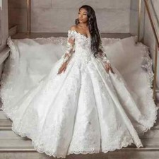 Exquisite White Lace Appliques 3D Floral Wedding Dresses Strapless Bridal Gowns