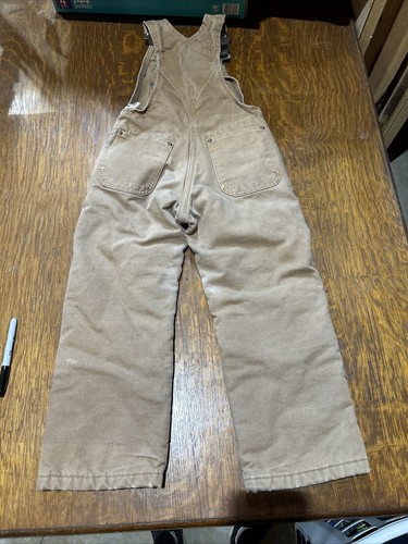 Vintage Carhartt Youth Overalls Medium Brown Double Knee Duck Canvas Bib - Picture 7 of 8