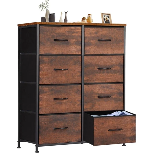 8 Drawers Dresser for Bedroom Chest Organizer Storage Tower with Fabric Bins