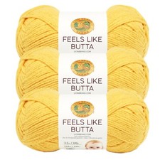  3 Pack Lion Brand Yarn 215-157F Feels Like Butta Yarn, Yellow