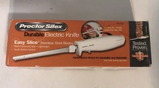 Proctor Silex 74311Y Easy Slice Electric Knife Stainless Steel Blades White NEW