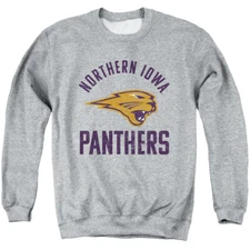 Northern Iowa Adult Crewneck Sweatshirt Panthers Logo, Athletic Heather, S-3XL