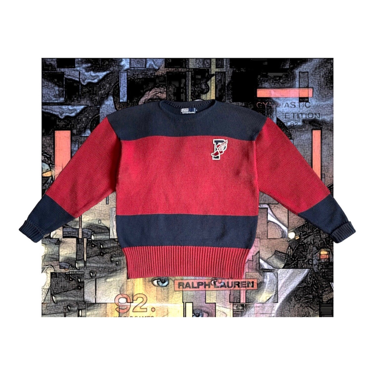 Vintage Polo Ralph Lauren 1992 Stadium P-Wing Knit Sweater | eBay