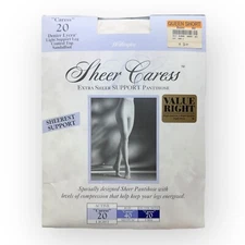 Sheer Caress JC PENNEY Control Top PANTYHOSE Suntan Sandalfoot Long Worthington