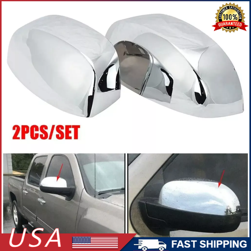 NEW CHROME Mirror Cover Replacement For 2007-2013 Chevy Silverado GMC Sierra
