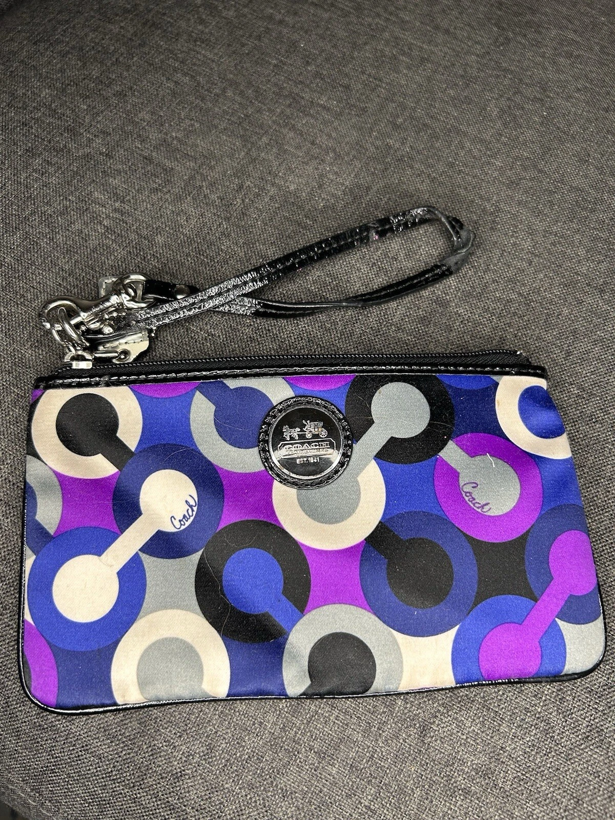 COACH Alex Op Art Viola Multicolore "C" Portafoglio da Polso Borsa Piccola