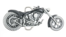 Chopper Motorcycle Black Enamel Metal Belt Buckle