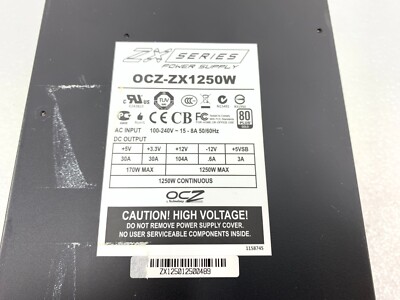 ti OCZ technology ZX Series 1250w power supply MODEL OCZ