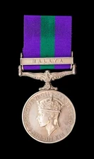 George VI General Service Medal Malaya Clasp 22326833.PTE.W.LAWTON.R.A.M.C