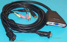 $70 BELKIN 2-Port USB KVM Switch Cables Audio F1DL102U