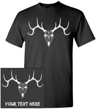 Deer Skull T-Shirt, Men Women Kids Long Personalized Custom Tee buck hunting