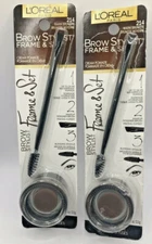 (2) L'Oreal Brow Stylist Frame & Set Cream Pomade #214 WARM BRUNETTE