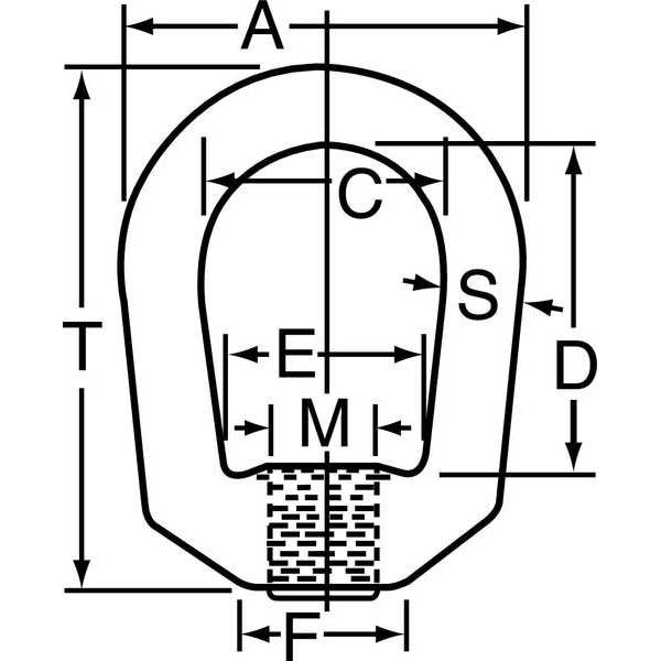 Ken Forging En-5 Oval Eye Nut, 1/2"-13 Thread Size, 5/8 In Thread Lg, Steel,