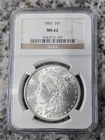 1882 $1 Morgan Silver Dollar Brilliant White - NGC MS62
