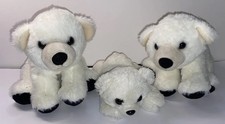 Wild Republic Lot Of 3 Polar Bears Plush White Stuffed Animal Black Paws