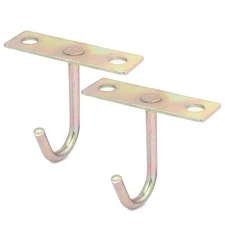 2 Pcs Metal J Shaped Ceiling Mount Hook Hanger 77mm Height Bronze Tone
