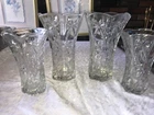 Set of 4 Vintage ANCHOR HOCKING Early American Prescut EAPC Flared VASE 8¼"&10¼"