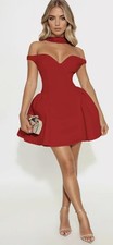 Fashion Nova Grand Beauty Off Shoulder Mini Dress - Red Size Medium