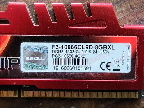 G.Skill Ripjaws X RAM 32gb 4x8 DDR 3 1333 F3-10666CL9D - Picture 2 of 2