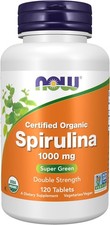 NOW Foods Supplements, Certified Organic, Spirulina 1000 mg Double Strength , R
