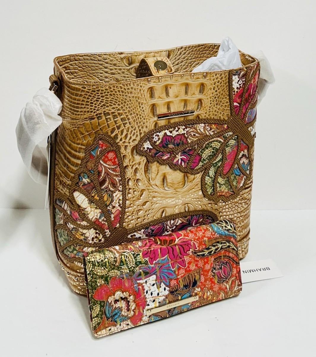 BRAHMIN NWT HONEY BROWN GALA CELINA SHOULDER BAG & ADY WALLET