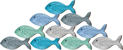Qunclay Beach Wall Decor Wooden Coastal Fish Sign Ocean Themed Beach Decor